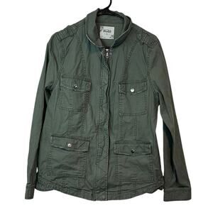Mudd Junior Girl’s Collared Utility Army Jacket Size XL Green Pockets Full Zip